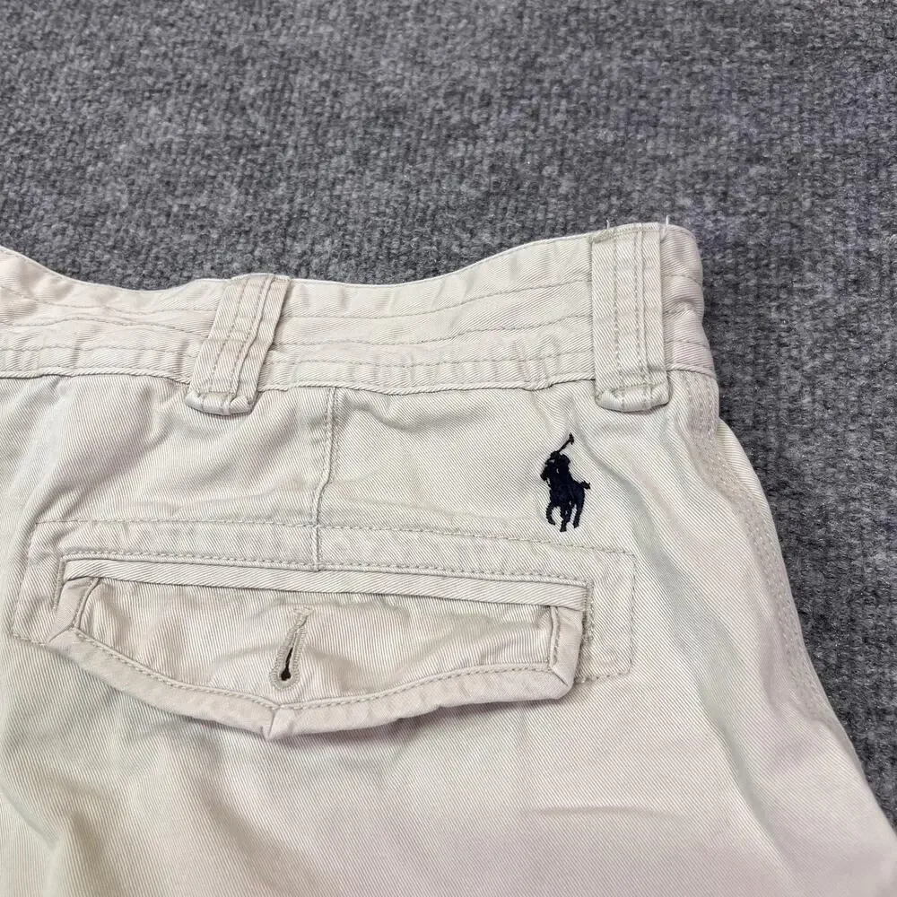 VTG Polo Ralph Lauren Cargo Shorts Mens 44B Beige Cotton Canvas 9 Inch Inseam